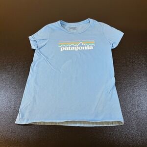 Patagonia Graphic T-Shirt Short Sleeve Casual Top Blue Kids size Extra Large (14